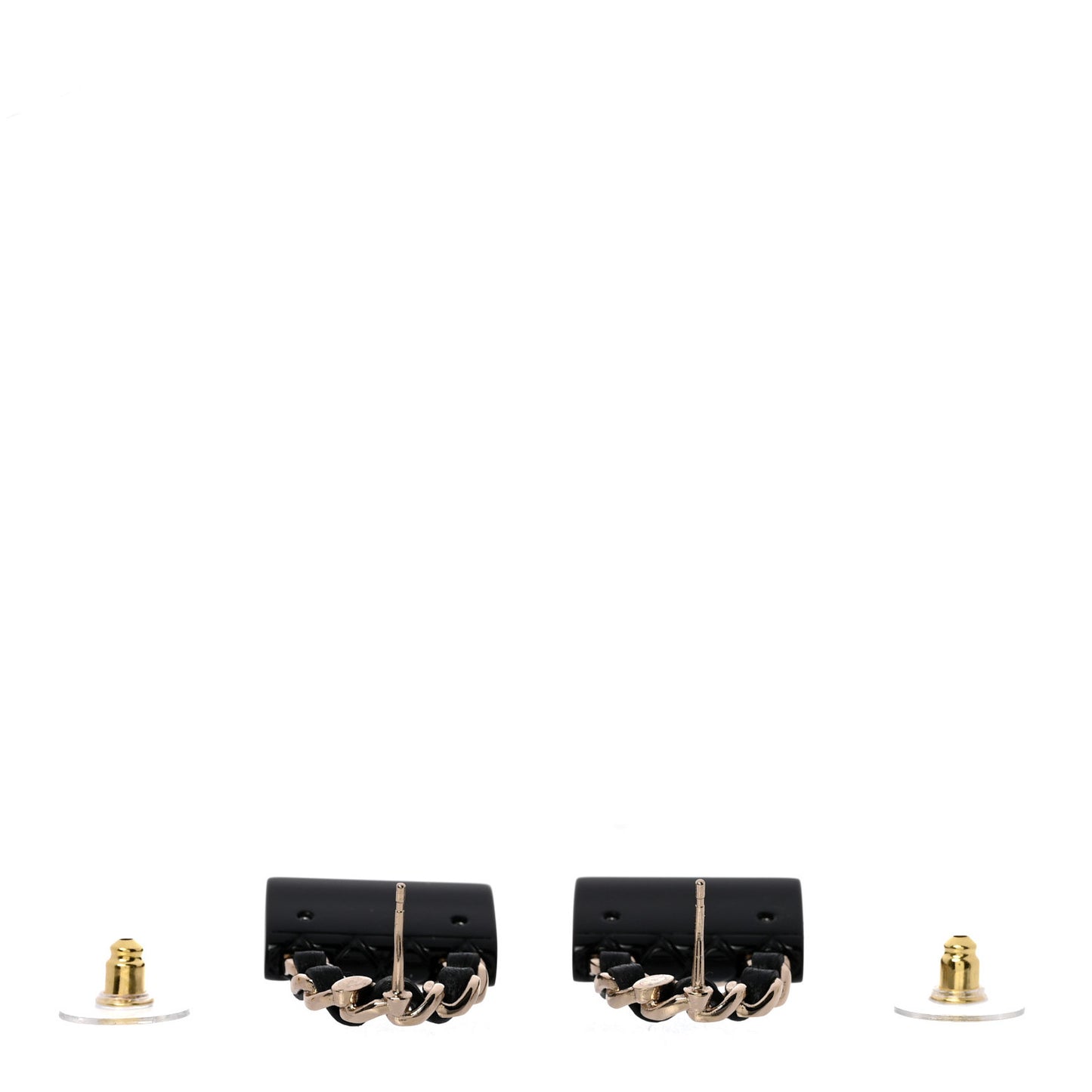 Metal Resin Lambskin Quilted CC Turnlock Chain Flap Bag Earrings Black Gold