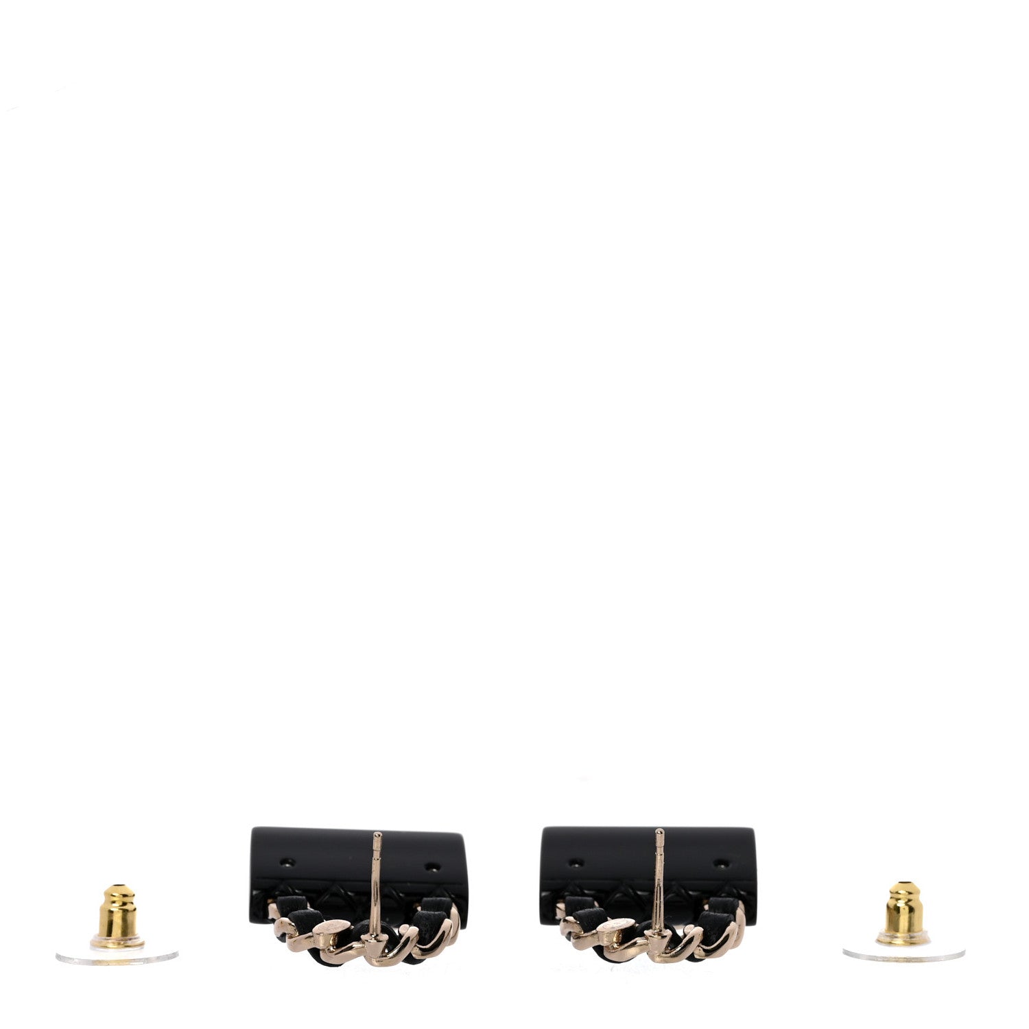 Chanel Metal Resin Lambskin Quilted CC Turnlock Chain Flap Bag Earrings Black Gold 3 of 4