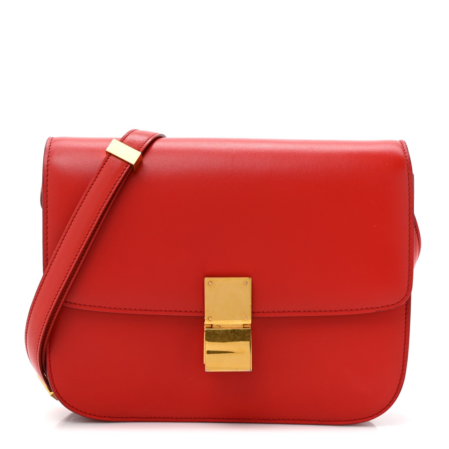 Celine Calfskin Medium Classic Box Flap Bag Red 1 of 16