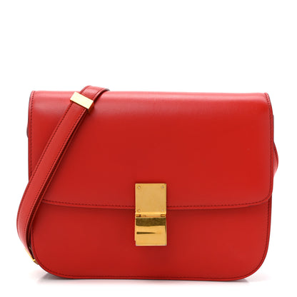 Celine Calfskin Medium Classic Box Flap Bag Red 1 of 16