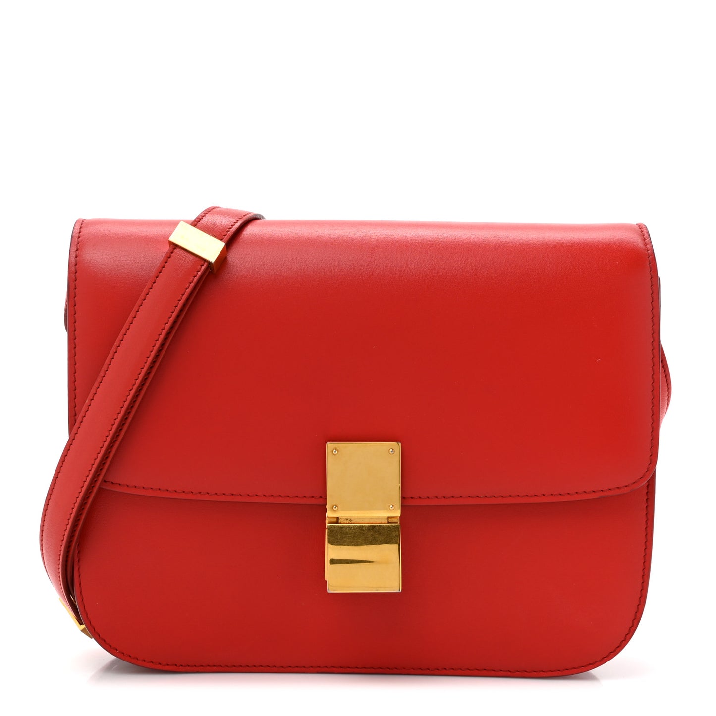 Calfskin Medium Classic Box Flap Bag Red