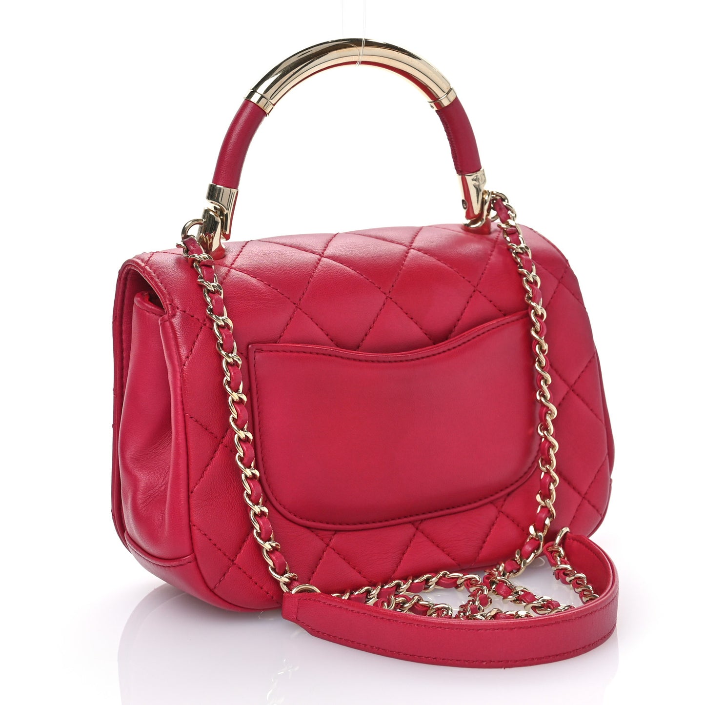Lambskin Quilted Mini Metal Top Handle Flap Pink