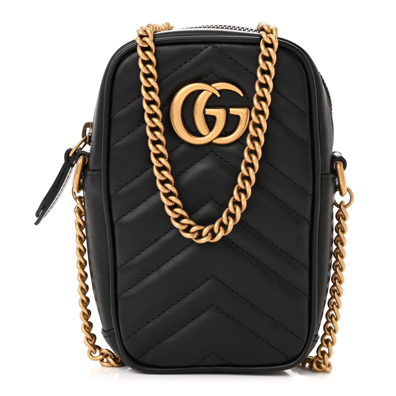 Gucci Calfskin Matelasse Mini GG Marmont Crossbody Bag Black 1 of 11
