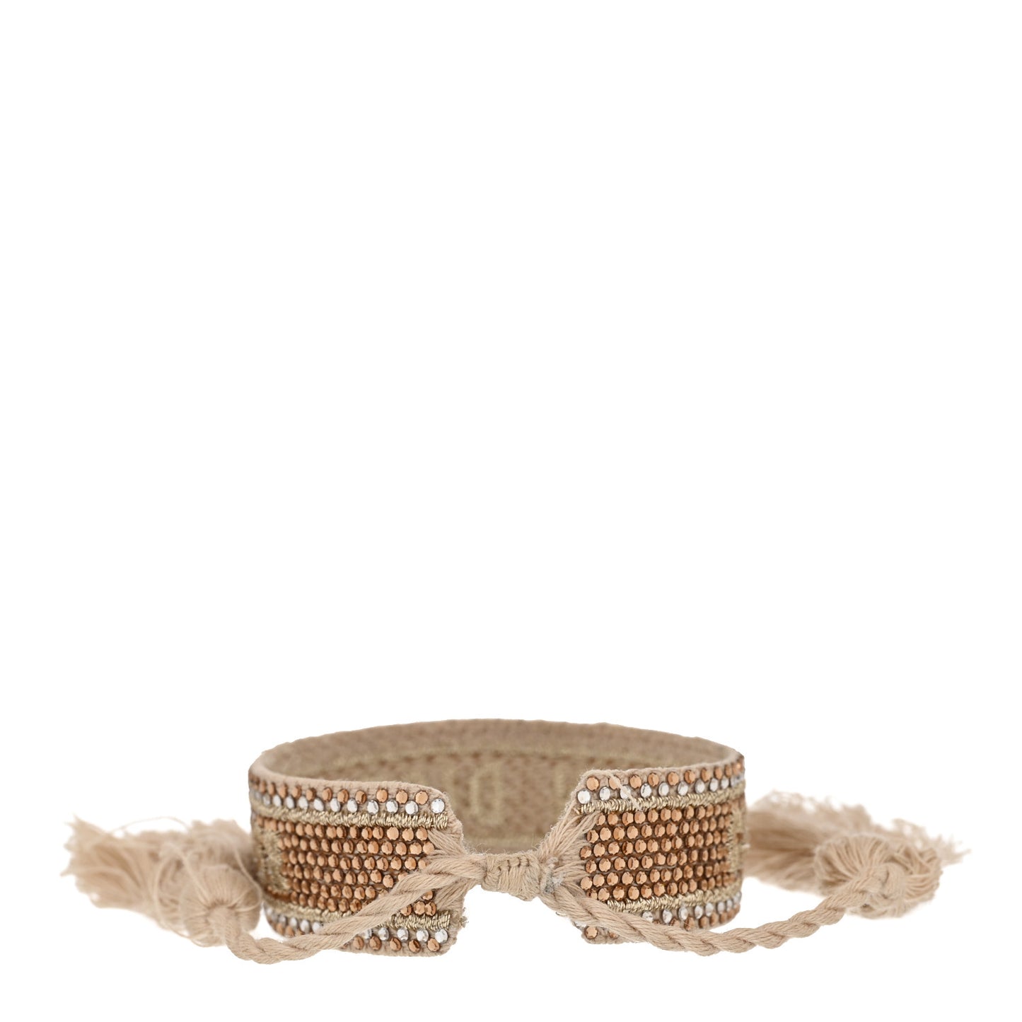 Woven Cotton Crystal Embroidered J'Adior Friendship Bracelet Gold