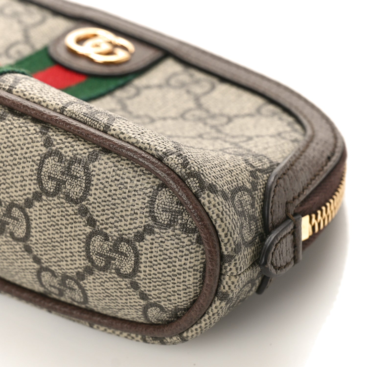 Gucci GG Supreme Monogram Textured Calfskin Web Medium Ophidia Cosmetic Case Beige Ebony New Acero 9 of 9