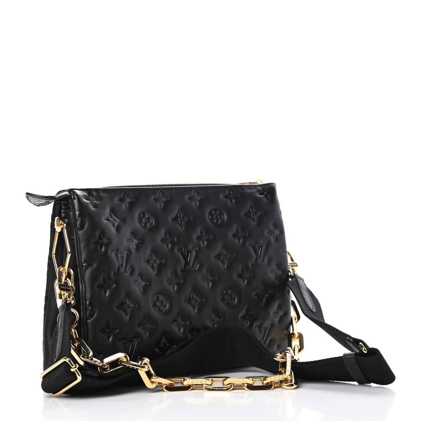 Lambskin Embossed Monogram Coussin PM Black