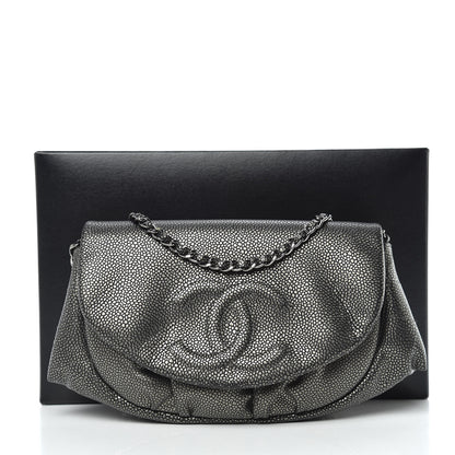 Chanel Metallic Caviar Half Moon Wallet On Chain WOC Dark Silver 11 of 11