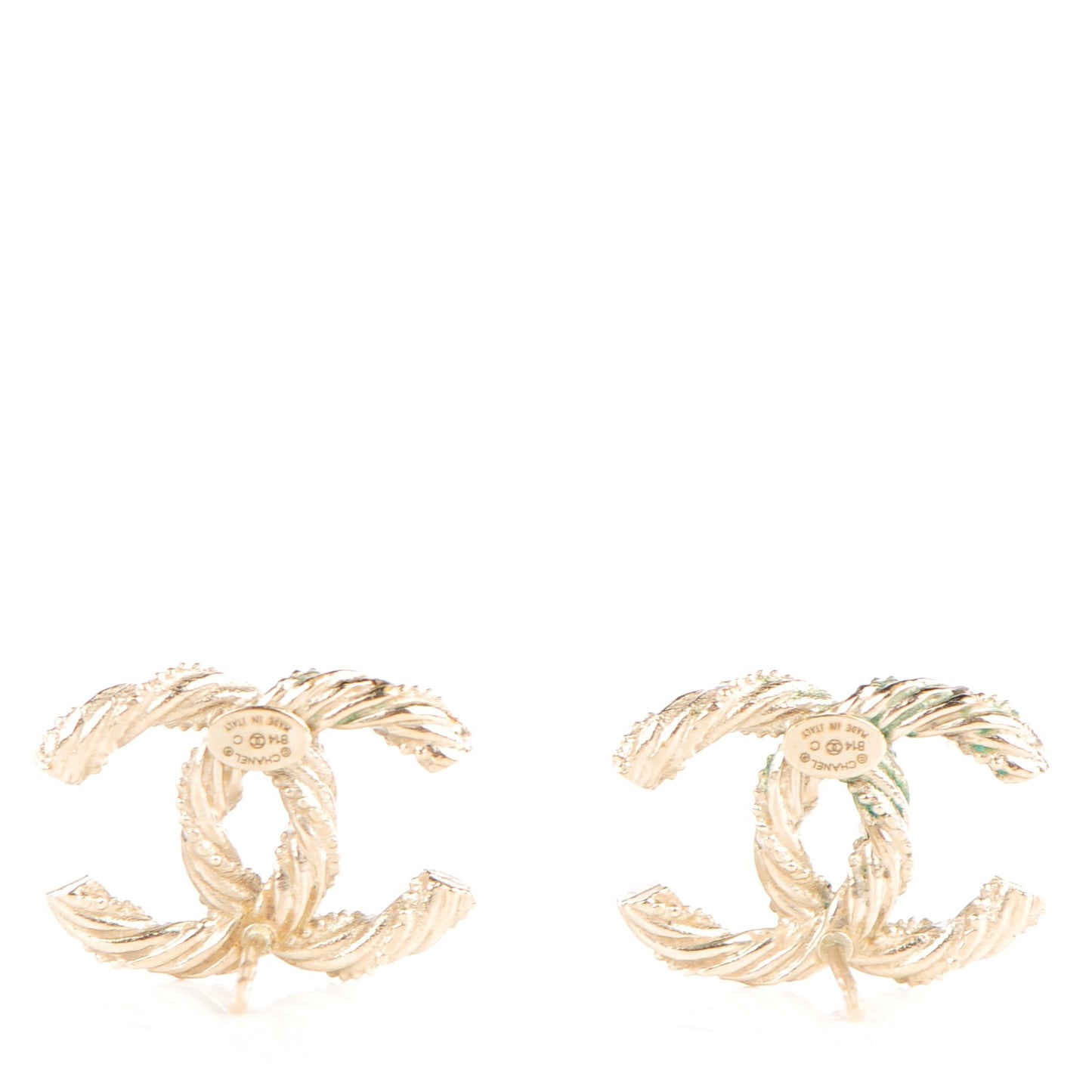 Crystal Twisted CC Earrings Gold