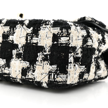 Chanel Tweed Quilted Mini Rectangular Flap Black Ecru White 9 of 10