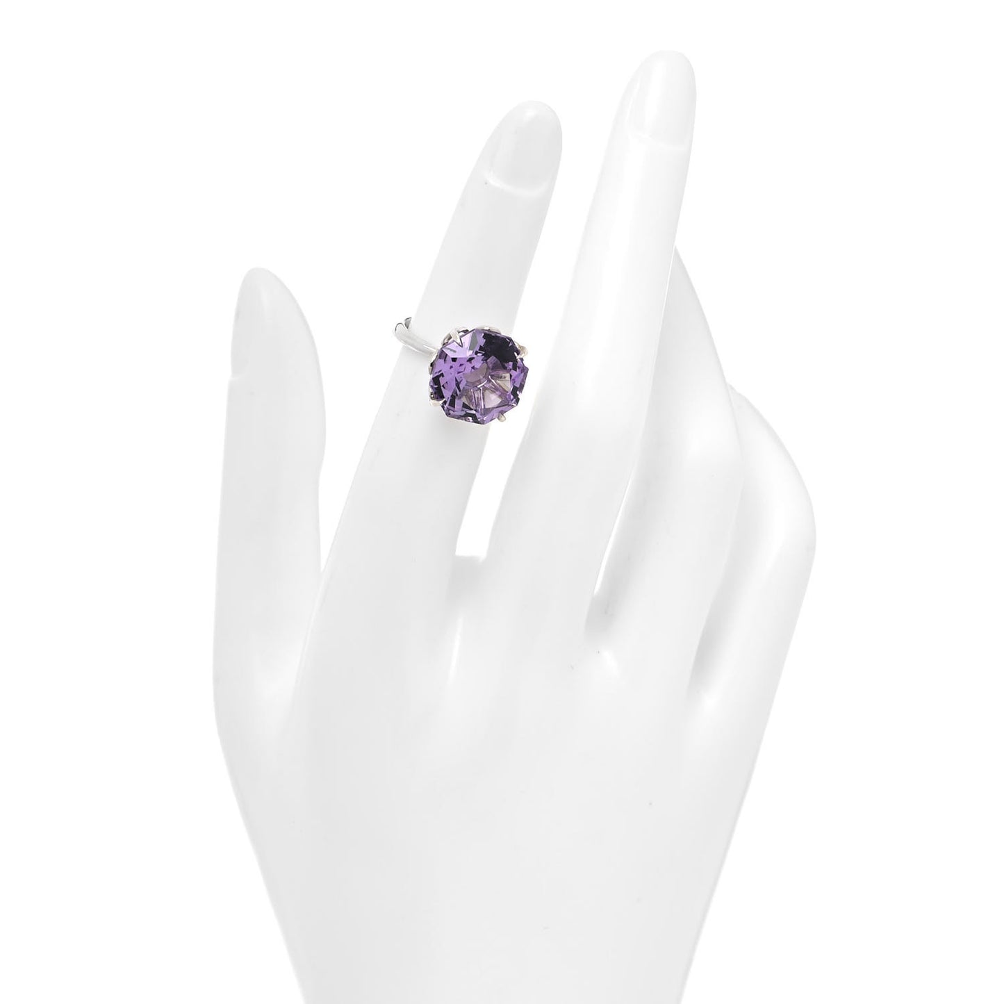 Sterling Silver Amethyst Sparklers Octagonal Cocktail Ring 47 4