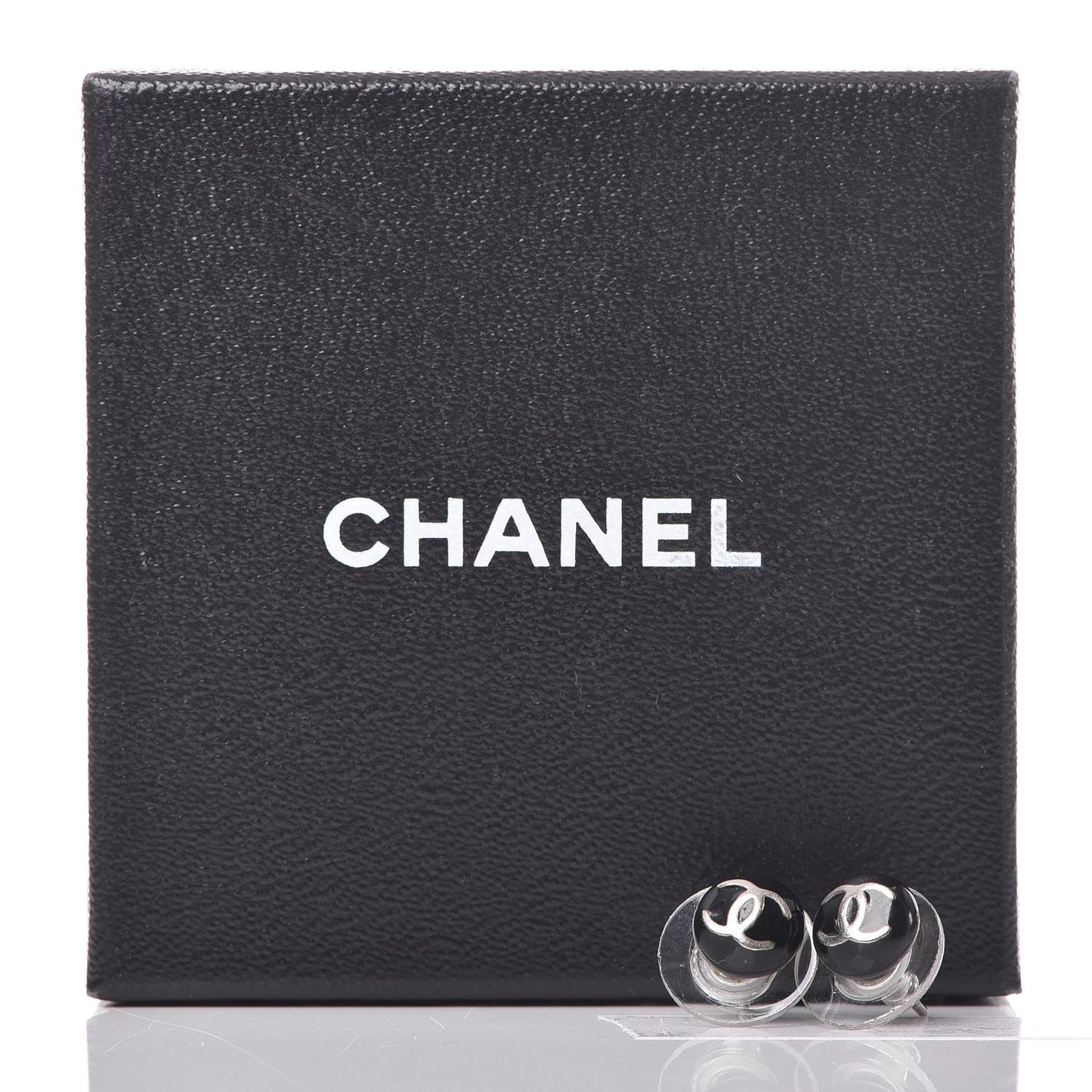 Resin CC Stud Earrings Black