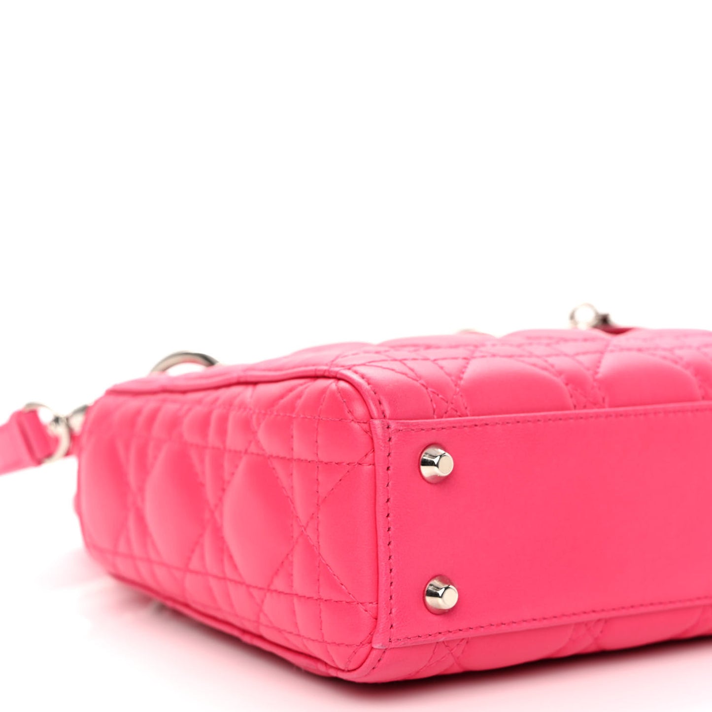 Lambskin Cannage Mini Lady Dior Fuchsia