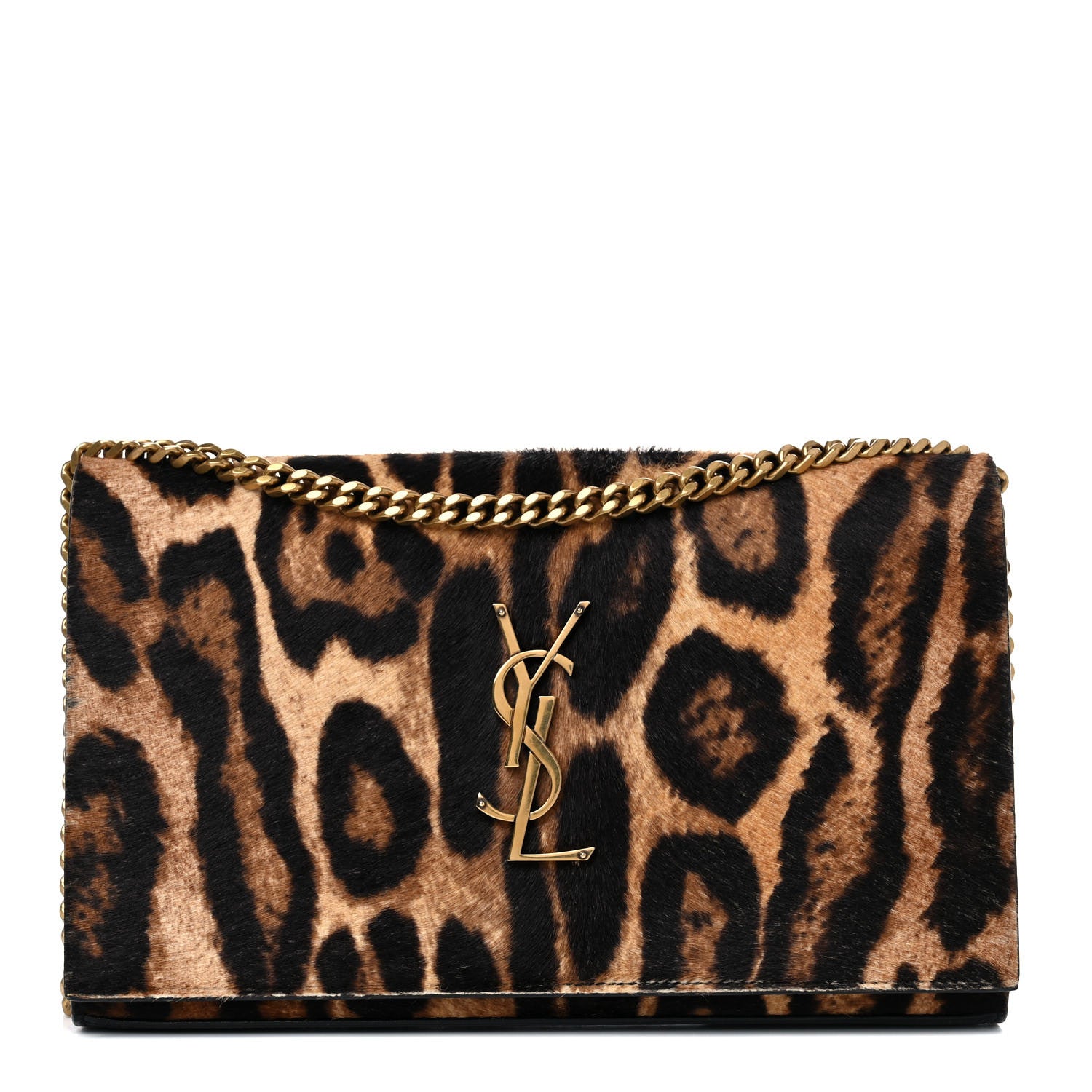 Saint Laurent Calf Hair Monogram Chain Wallet Leopard 2 of 14