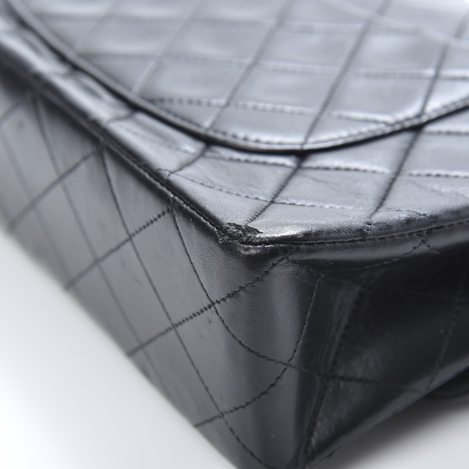 Chanel Lambskin Quilted Medium Double Flap Black 12 of 18