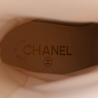 Chanel Stretch Lambskin Patent Cap Toe Pearl Ball Mid Calf Boots 40 White Black 8 of 10