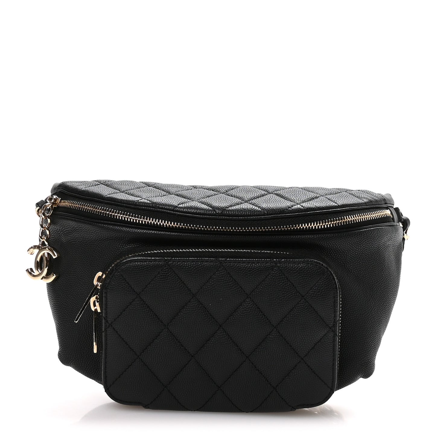 Caviar Quilted Business Affinity Waist Belt Bag Black