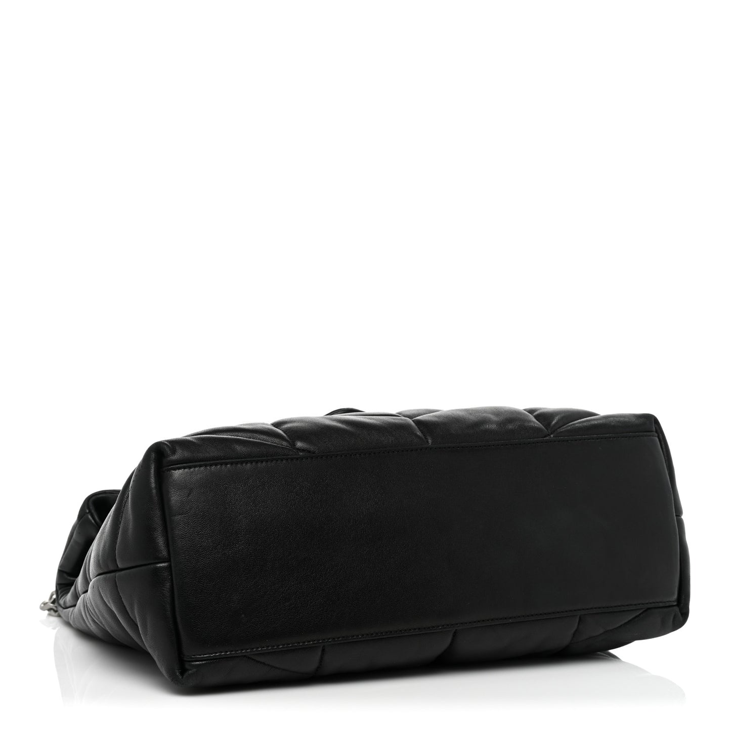 Lambskin Quilted Medium Loulou Puffer Monogram Chain Satchel Black