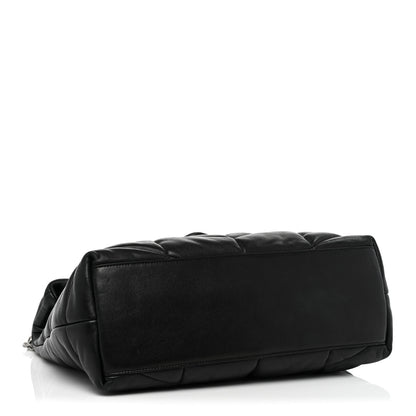 Saint Laurent Lambskin Quilted Medium Loulou Puffer Monogram Chain Satchel Black 4 of 16