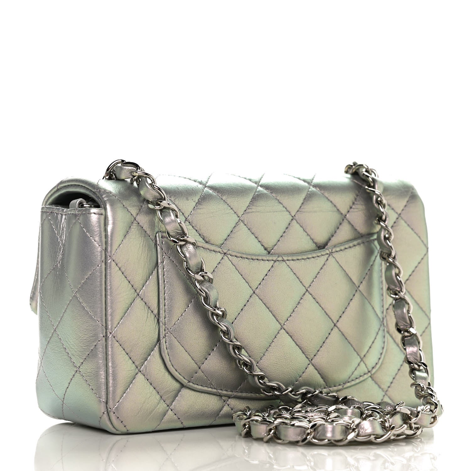 Chanel Iridescent Lambskin Quilted Mini Rectangular Flap Light Purple 3 of 13