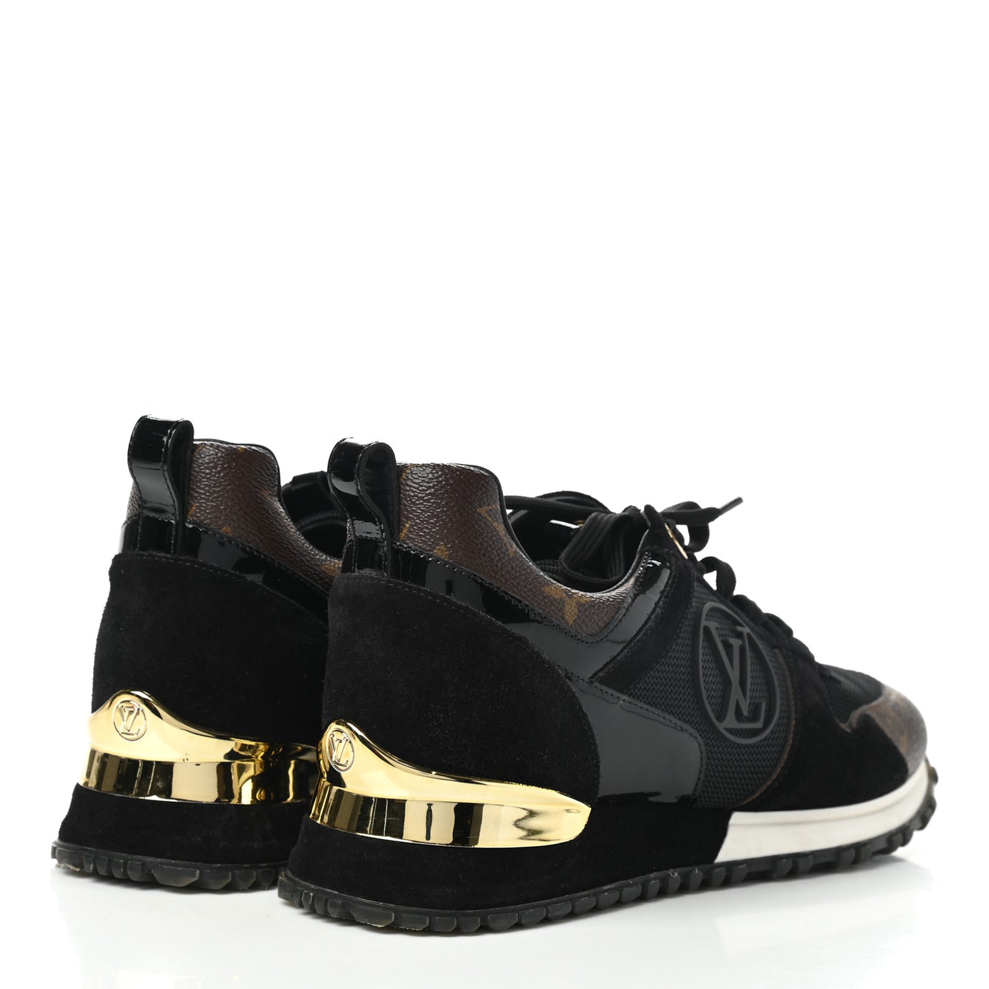 Suede Monogram Run Away Sneakers 37 Black