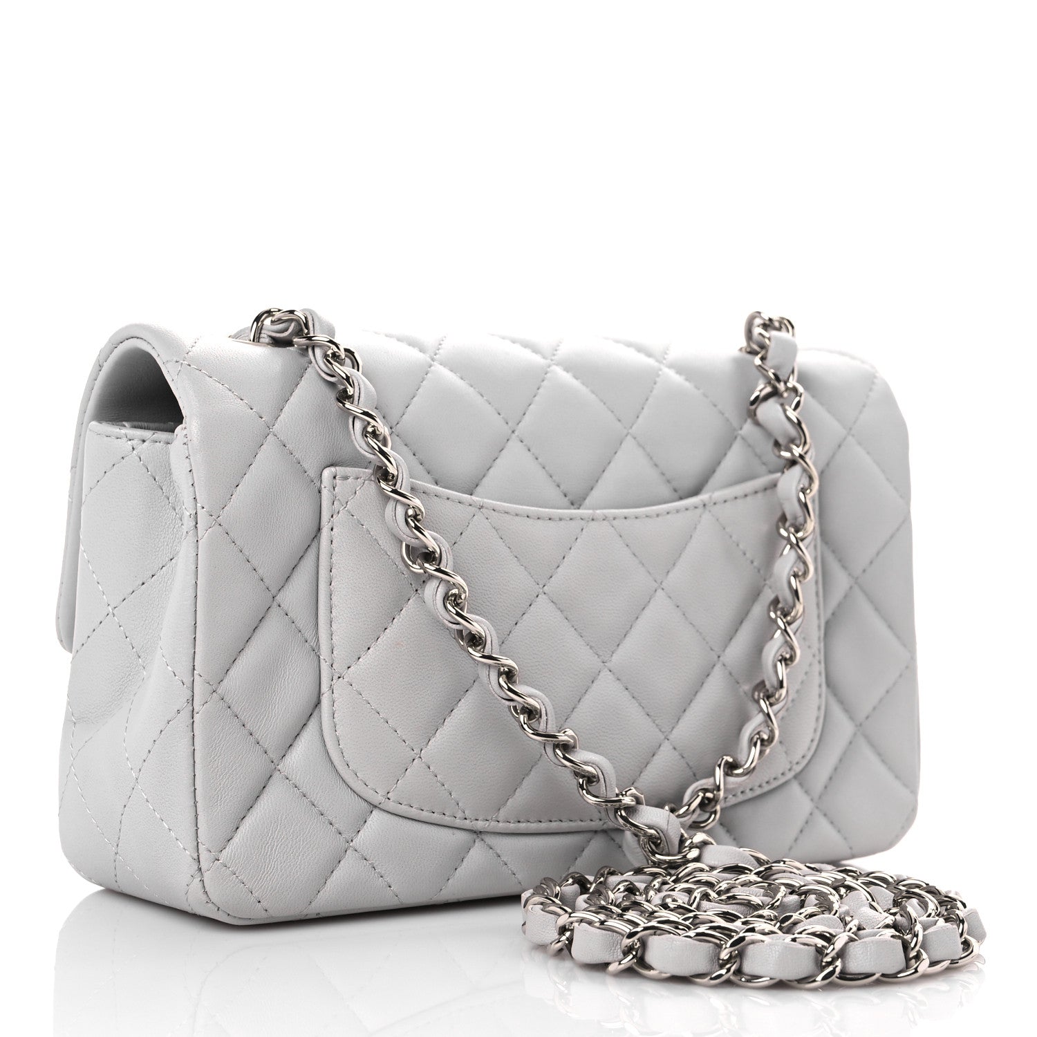 Chanel Lambskin Quilted Mini Rectangular Flap Grey 3 of 9