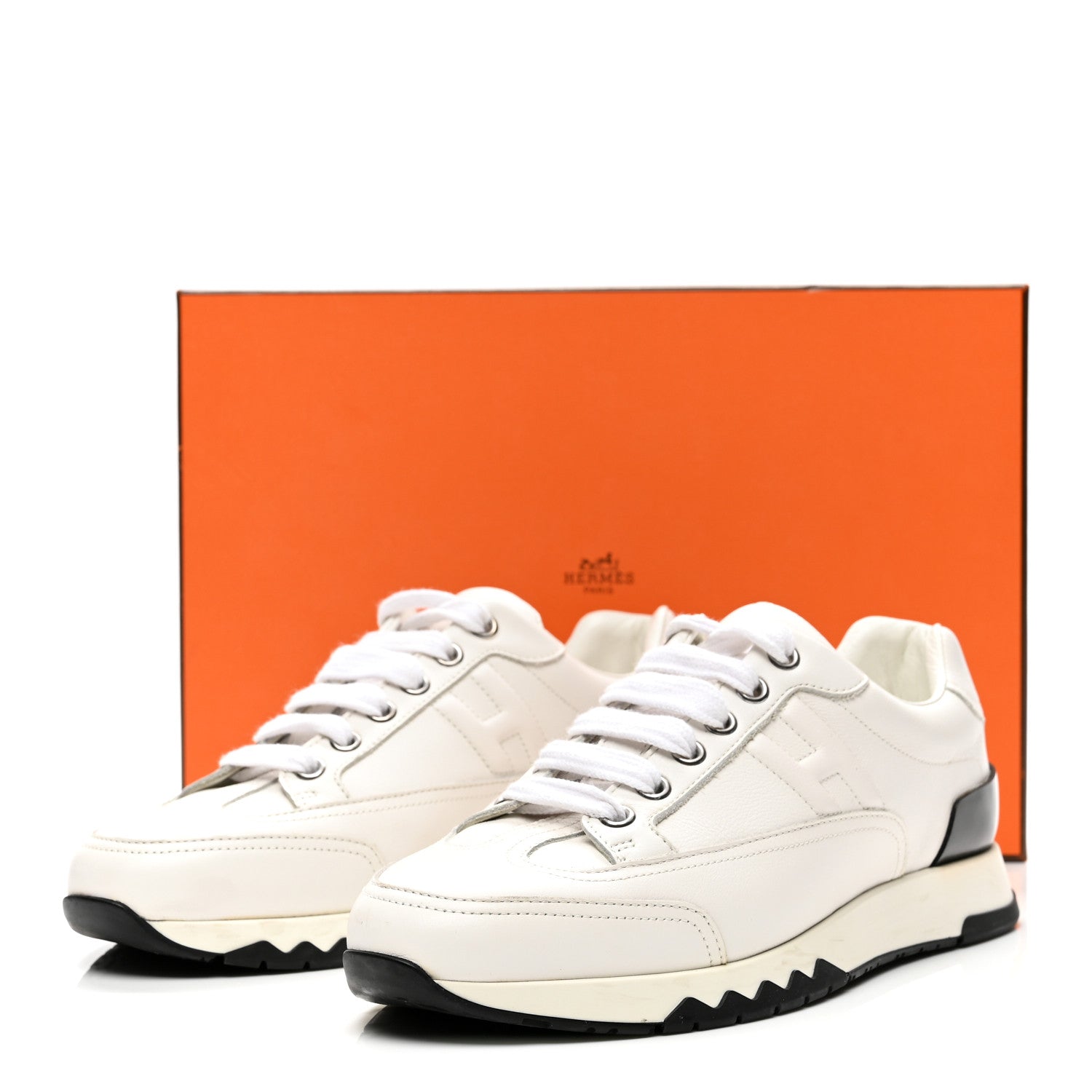 Hermes Calfskin Womens Trail Sneakers 36.5 White 10 of 10