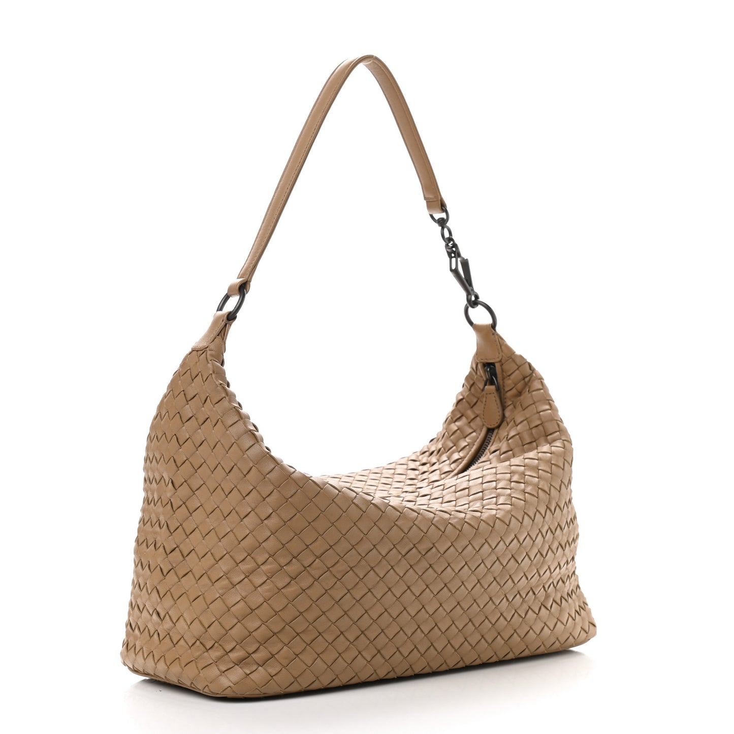 Nappa Intrecciato Medium Shoulder Bag Camel