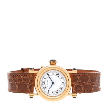 Cartier 18K Yellow Gold Alligator 28mm Diabolo Quartz Watch Brown 2 of 5
