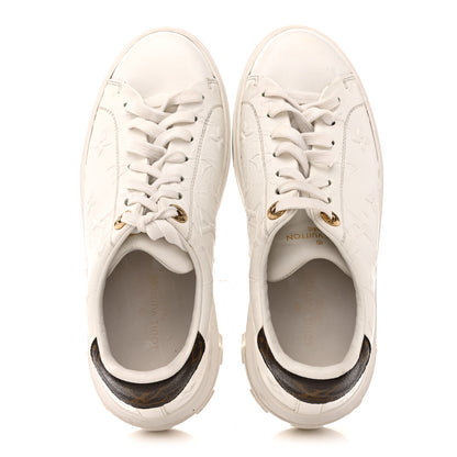 Louis Vuitton Lambskin Embossed Monogram Time Out Sneakers 35  White 2 of 13