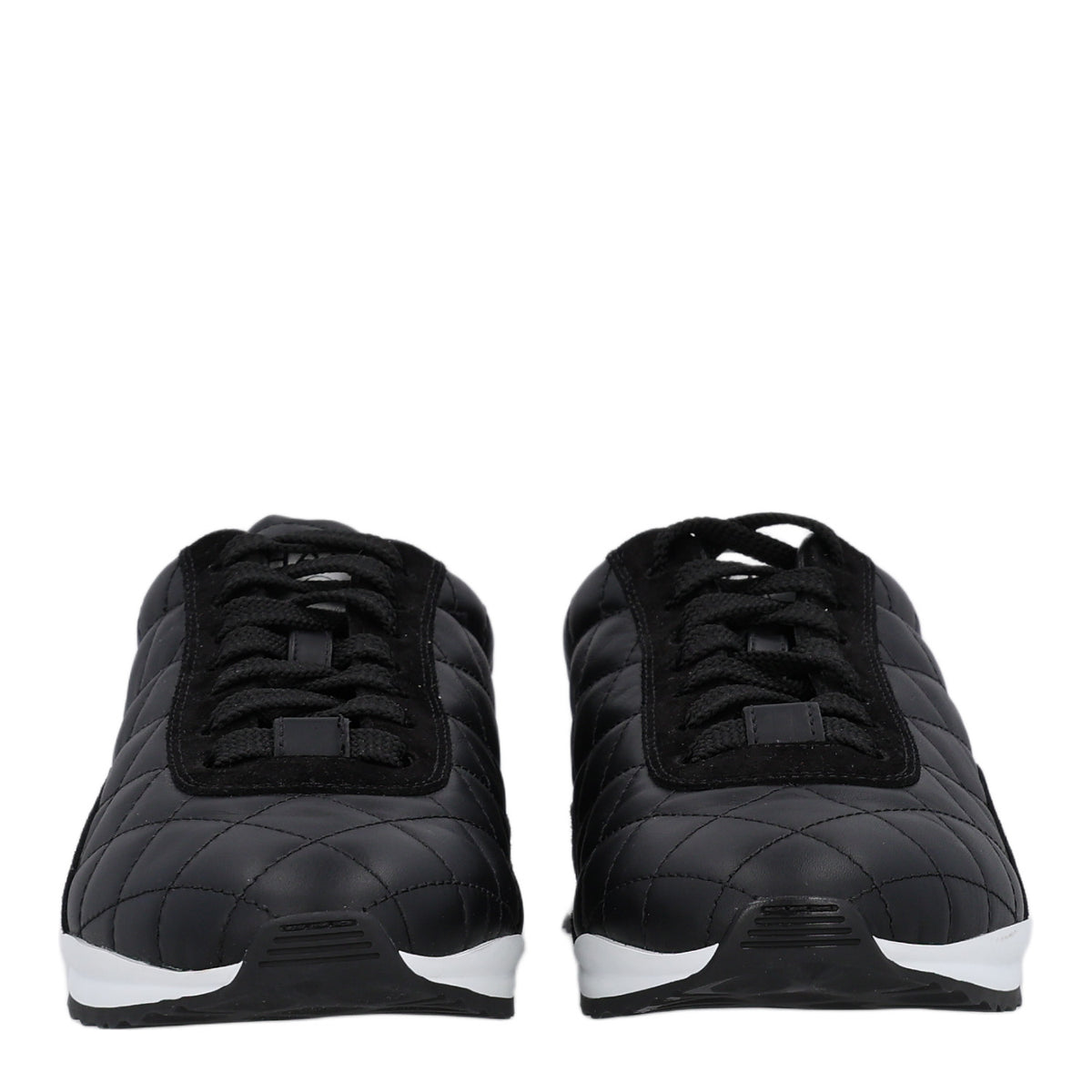 Suede Calfskin Quilted Sneakers 36.5 Black