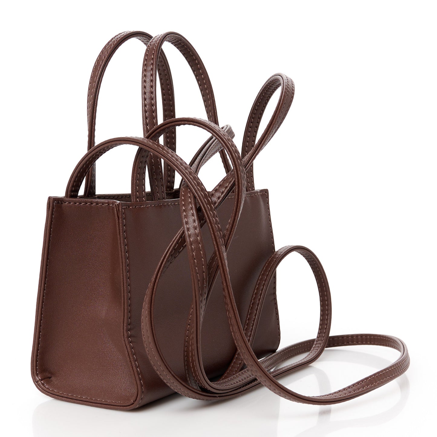 Vegan Leather Small Shopping Bag Chocolate