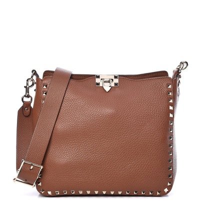 Valentino Garavani Calfskin Small Rockstud Flip-Lock Messenger Bag Tan 1 of 8