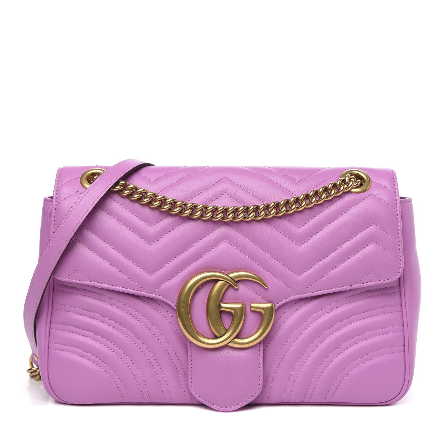 Gucci Calfskin Matelasse Medium GG Marmont Shoulder Bag Candy Mousse 1 of 12