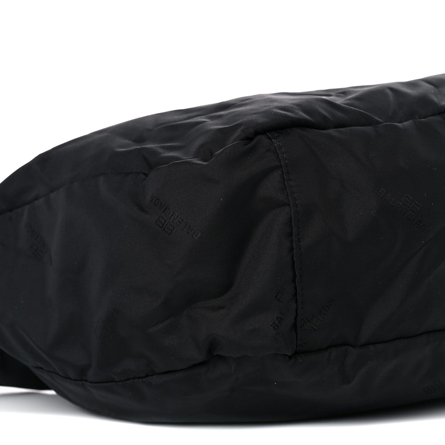 Recycled Sport Nylon Logo Embroidered Large Wheel Sling Bag Black White