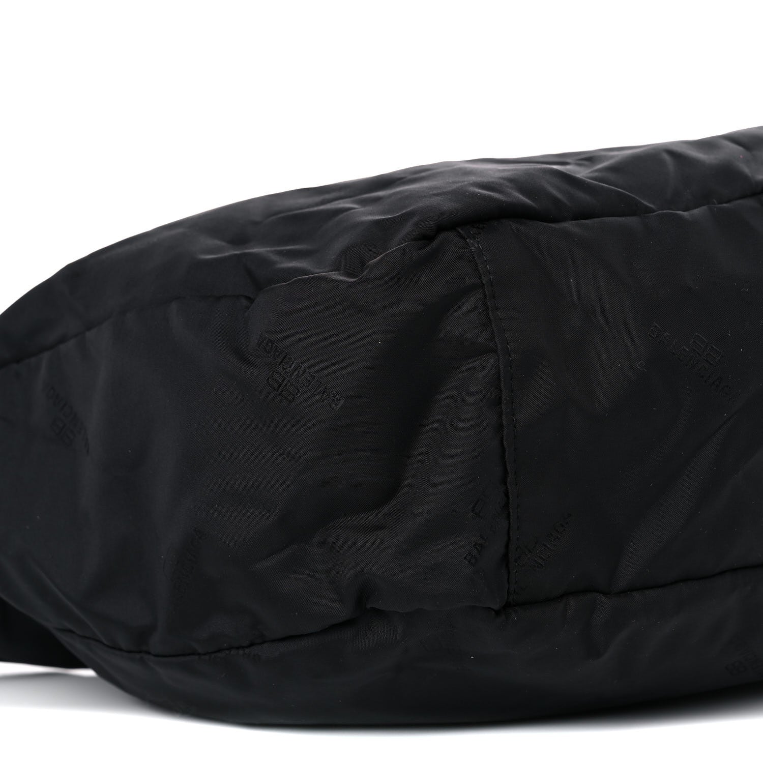 Balenciaga Recycled Sport Nylon Logo Embroidered Large Wheel Sling Bag Black White 9 of 11