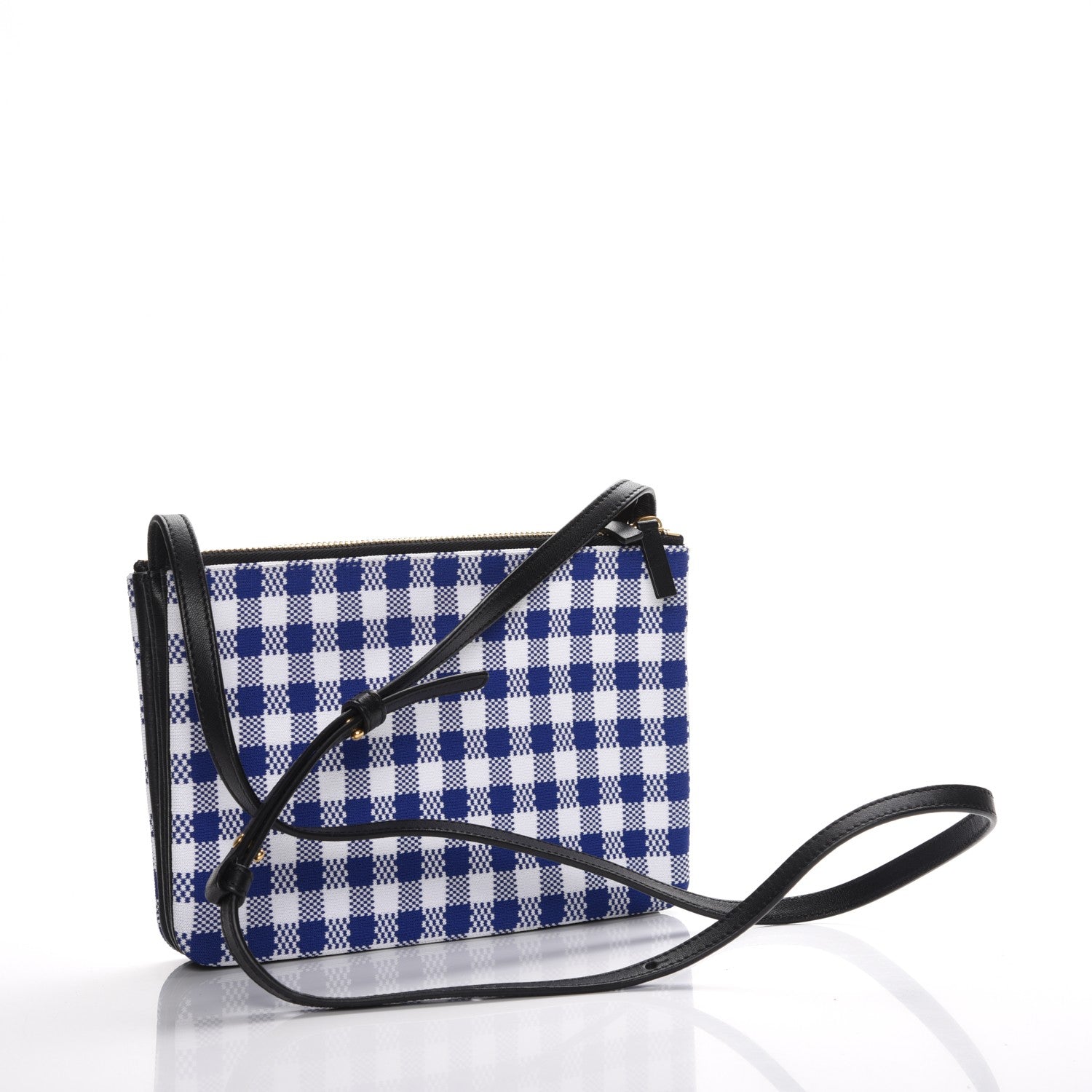 Celine Gingham Lambskin Small Trio Crossbody Bag Cobalt 3 of 7