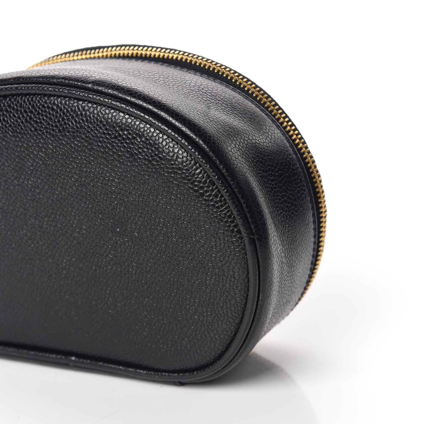 Caviar Round Jewelry Travel Case Black