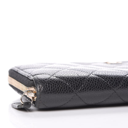Chanel Caviar Quilted Large Zip Around Wallet Black 10 of 14