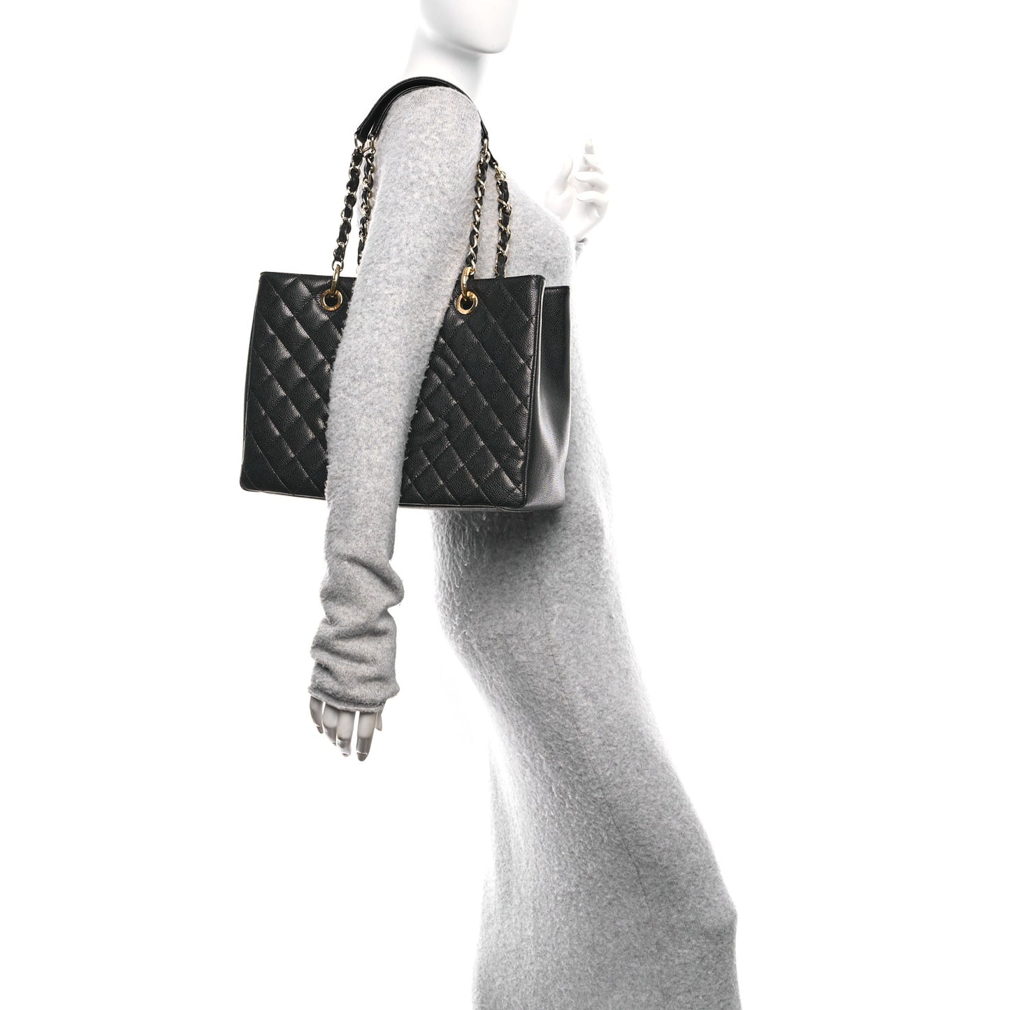 Caviar Quilted Grand Shopping Tote GST Black