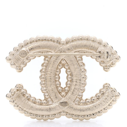 Chanel Crystal Pearl Multi Row CC Brooch Gold 3 of 4