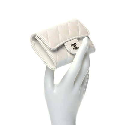 Chanel Iridescent Lambskin Quilted Flap Card Holder Wallet Ivory 2 of 8