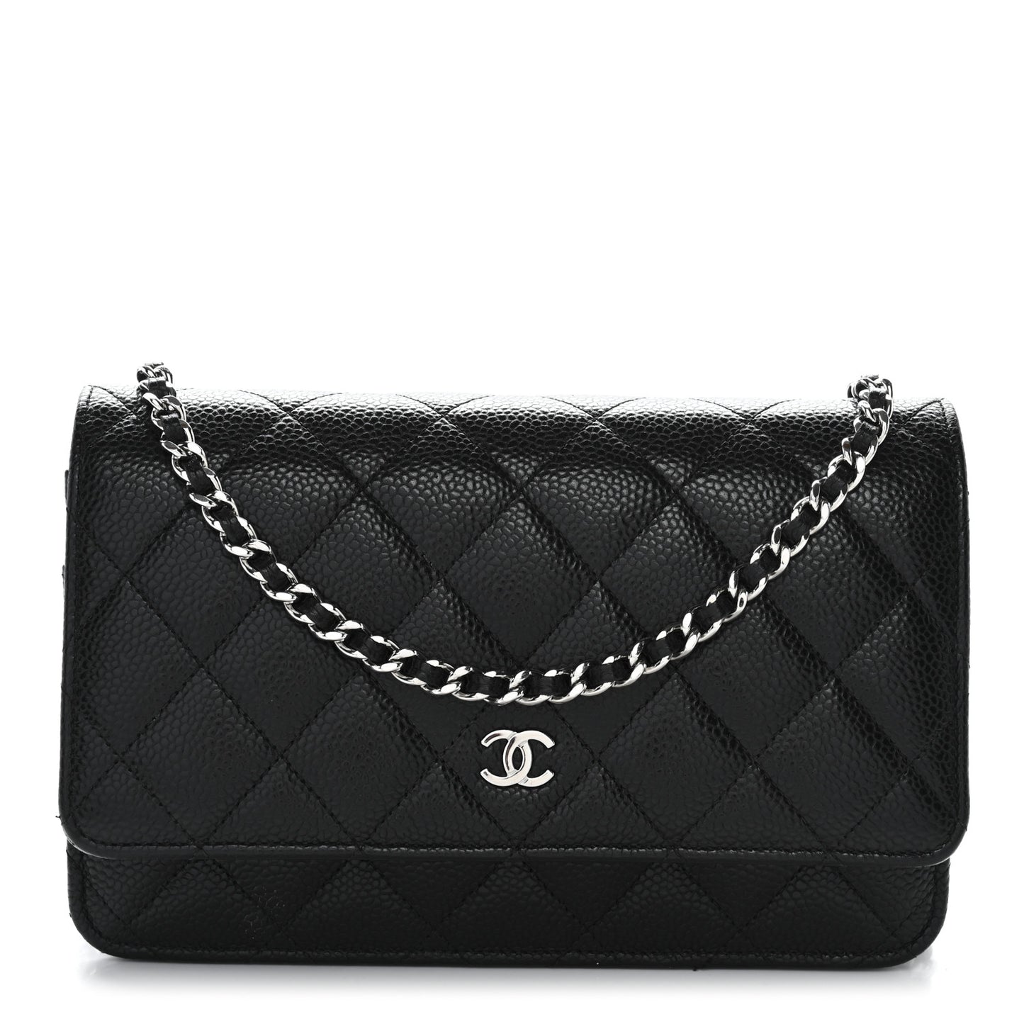 Caviar Quilted Wallet on Chain WOC Black