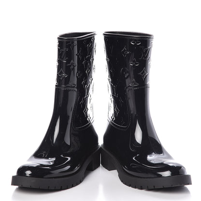 Louis Vuitton Rubber Embossed Monogram Drops Flat Half Boots 39 Black 6 of 11