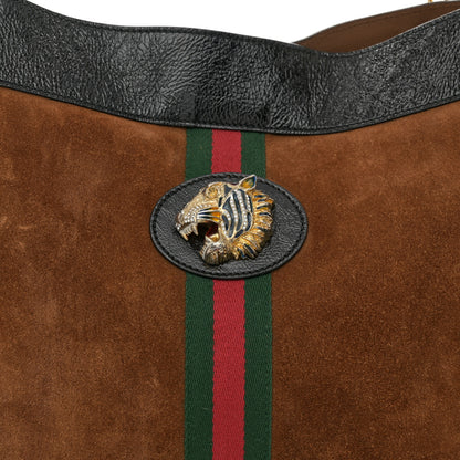 Gucci Suede Patent Large Rajah Chain Tote Nocciola Black 11 of 15