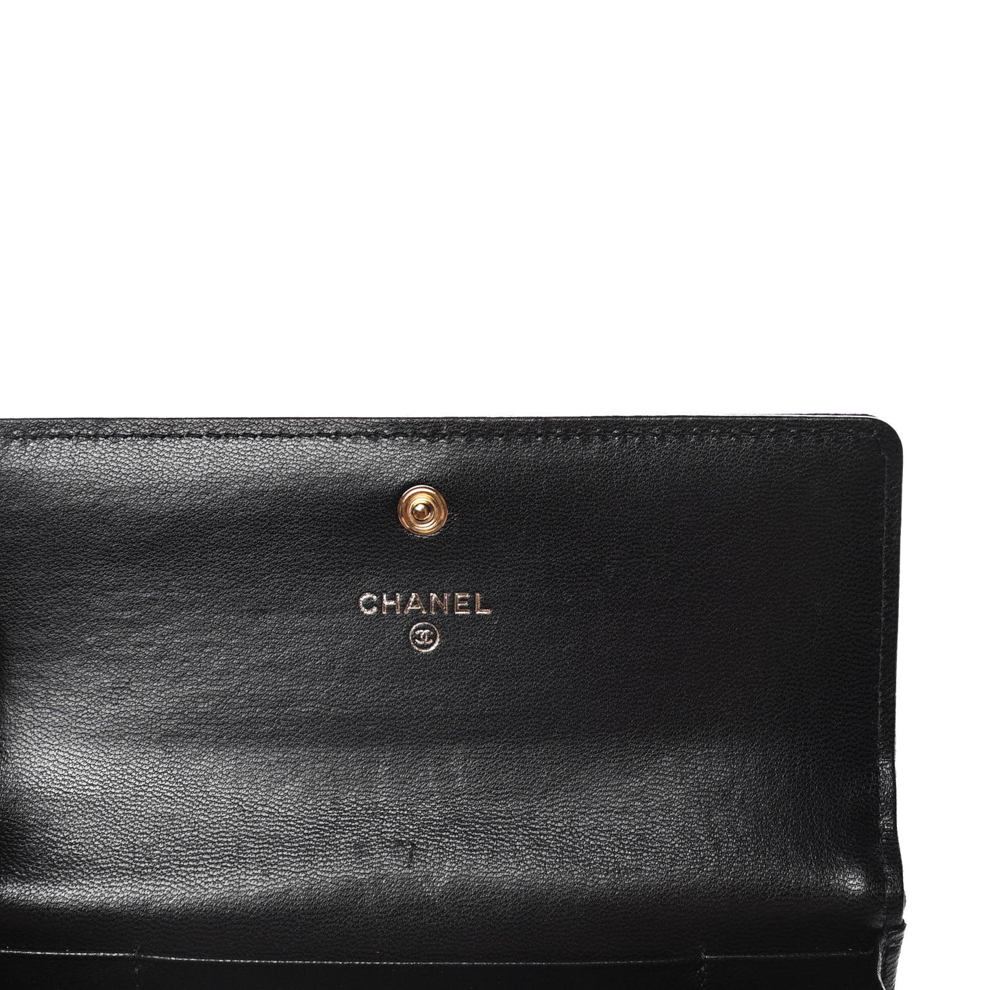 Shiny Goatskin Quilted Chanel 19 Flap Wallet Black