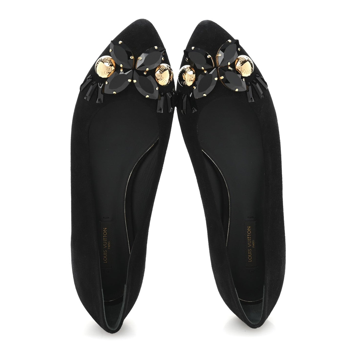Suede Embellished Ballet Flats 39.5 Black
