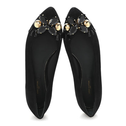 Louis Vuitton Suede Embellished Ballet Flats 39.5 Black 2 of 9