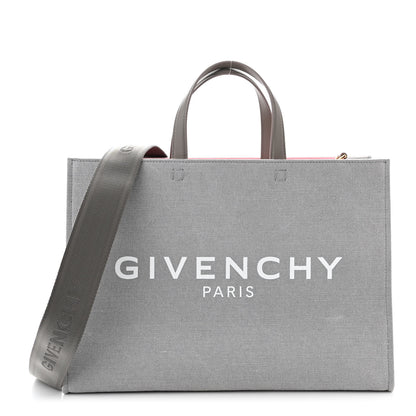 Givenchy Canvas Embroidered Medium G-Tote Grey Pink 1 of 10