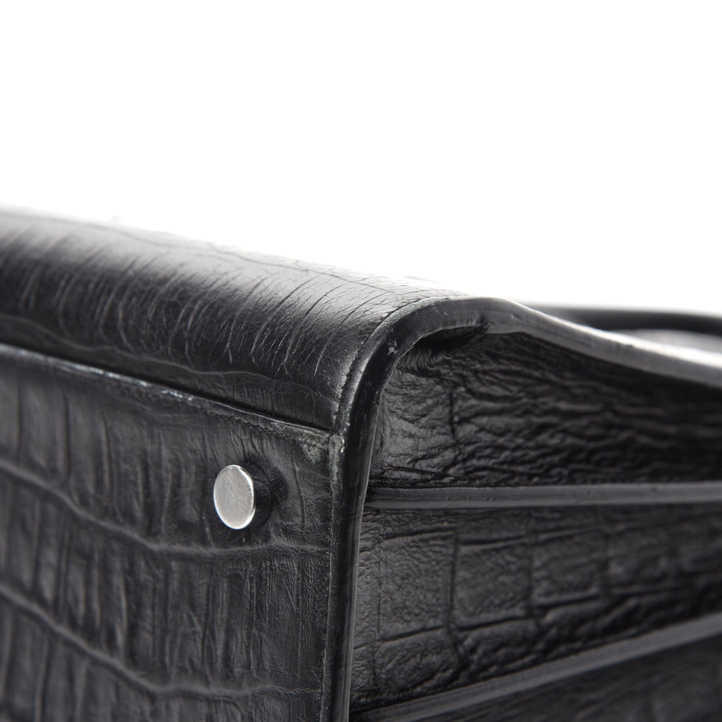 Calfskin Crocodile Embossed Small Sac de Jour Black