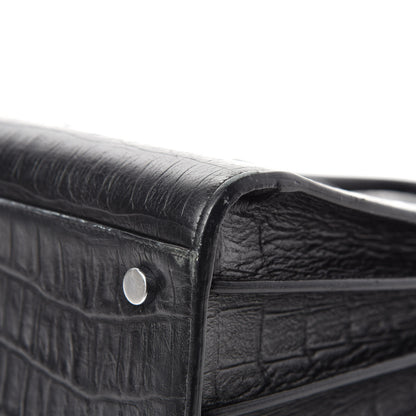 Saint Laurent Calfskin Crocodile Embossed Small Sac de Jour Black 9 of 16
